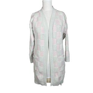Cardigan Y2K Vibes Skater or Preppy Pink Gray Checkerboard Women's Size‎ medium